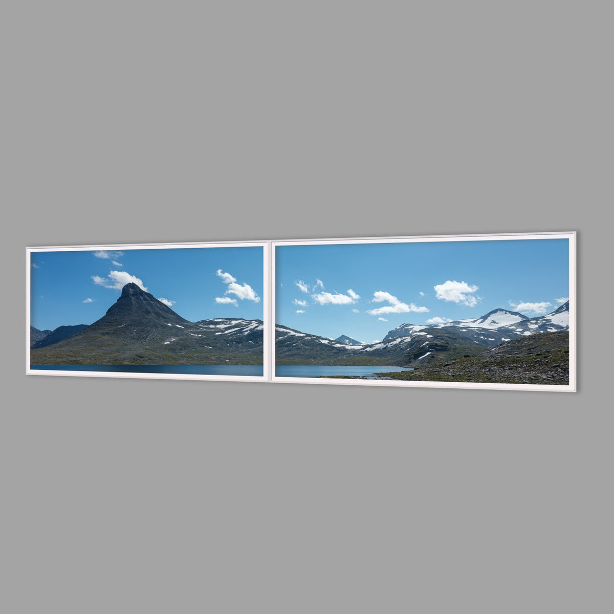 LED-Wandbild Zweiteiler quer 240x60 cm – Berge & Fjorde
