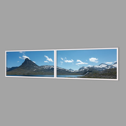 LED-Wandbild Zweiteiler quer 240x60 cm – Berge & Fjorde