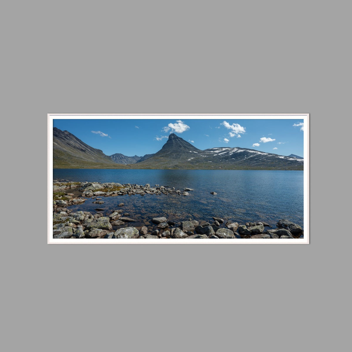 LED-Wandbild 60x120 cm quer – Berge & Fjorde