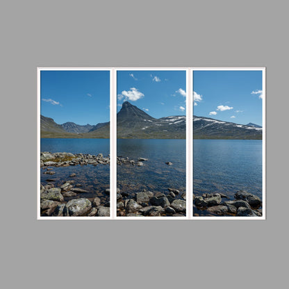 LED-Wandbild Dreiteiler hochkant 180x120 cm – Berge & Fjorde