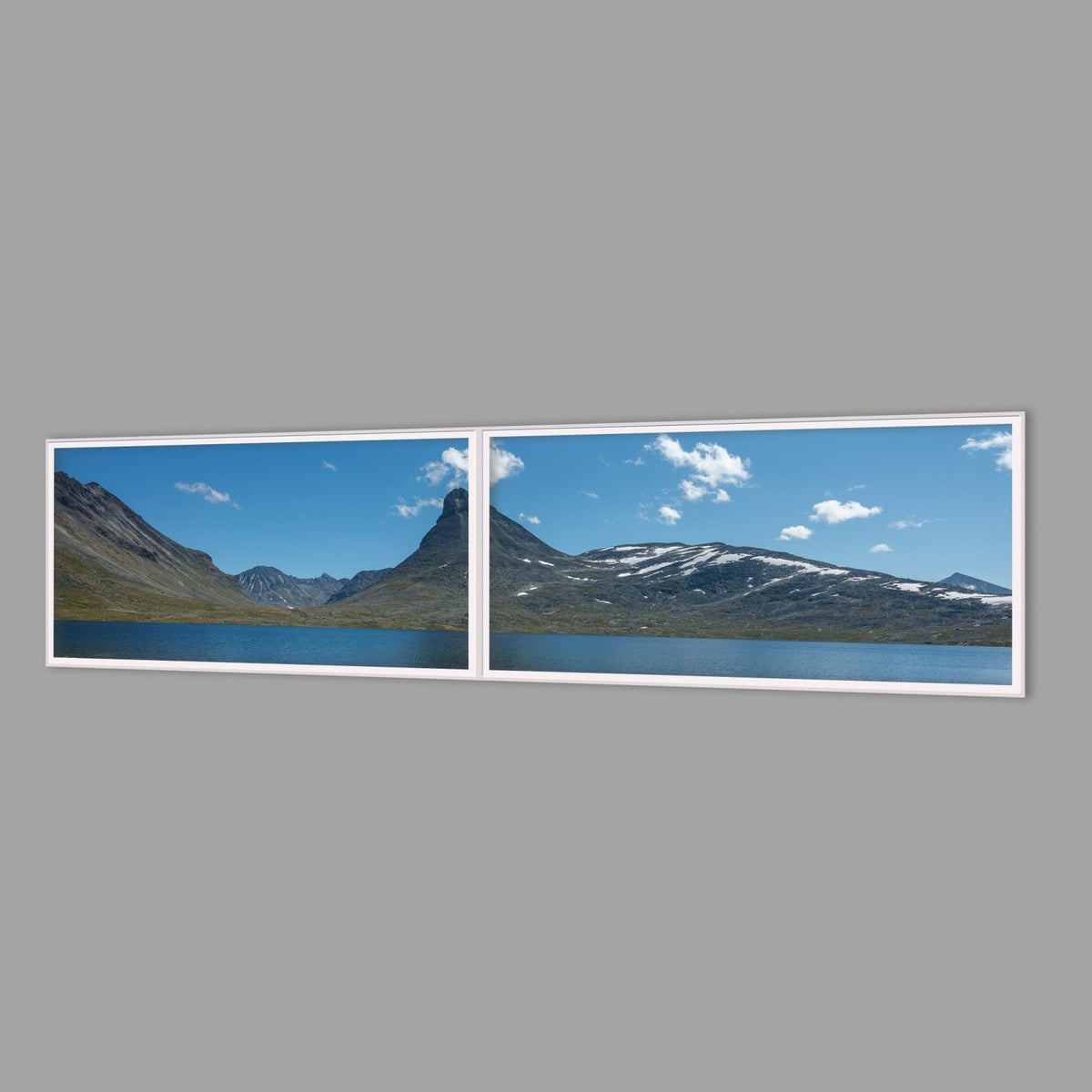 LED-Wandbild Zweiteiler quer 240x60 cm – Berge & Fjorde