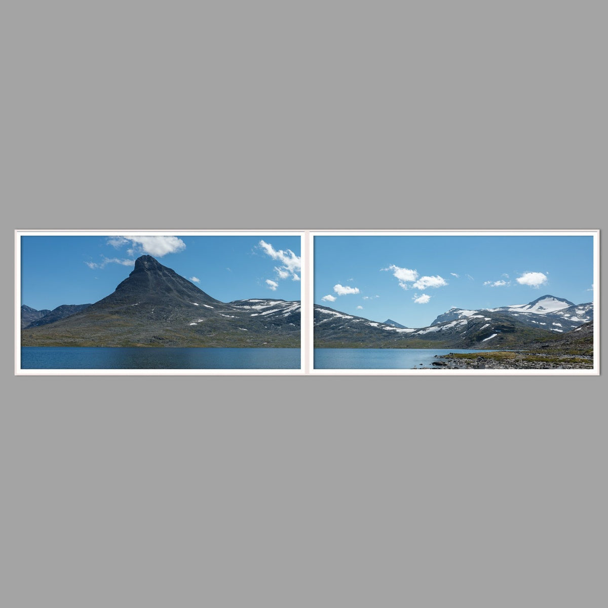 LED-Wandbild Zweiteiler quer 240x60 cm – Berge & Fjorde