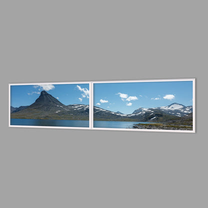 LED-Wandbild Zweiteiler quer 240x60 cm – Berge & Fjorde