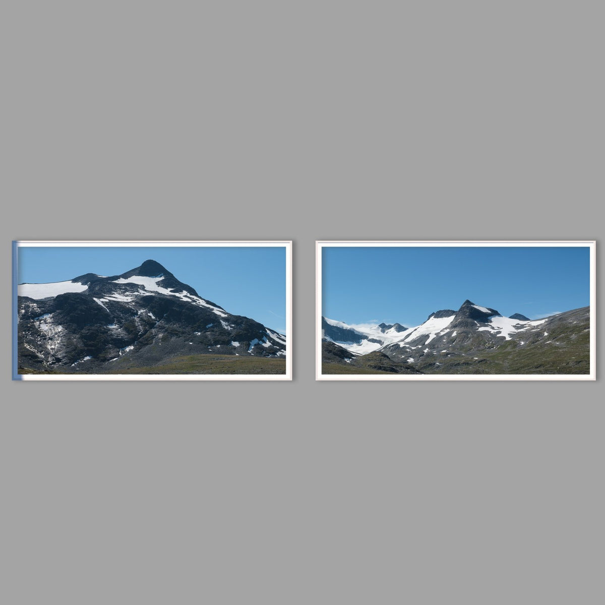 LED-Wandbild Zweiteiler quer mit Abstand – Berge & Fjorde