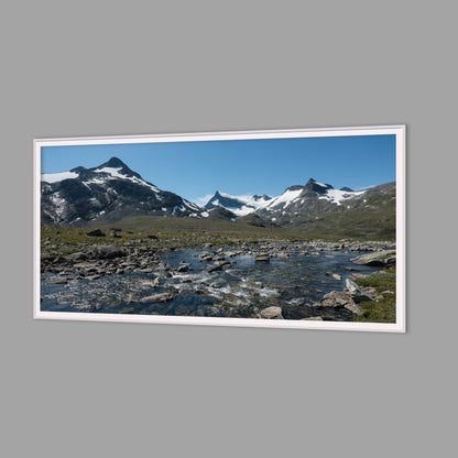 LED-Wandbild 60x120 cm quer – Berge & Fjorde