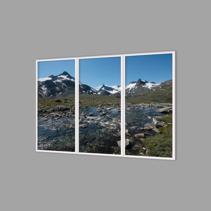 LED-Wandbild Dreiteiler hochkant 180x120 cm – Berge & Fjorde