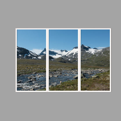 LED-Wandbild Dreiteiler hochkant 180x120 cm – Berge & Fjorde