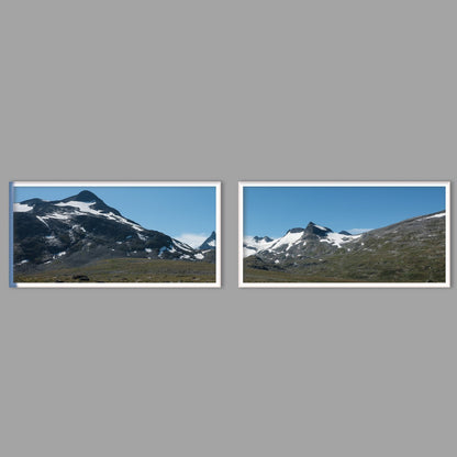 LED-Wandbild Zweiteiler quer mit Abstand – Berge & Fjorde