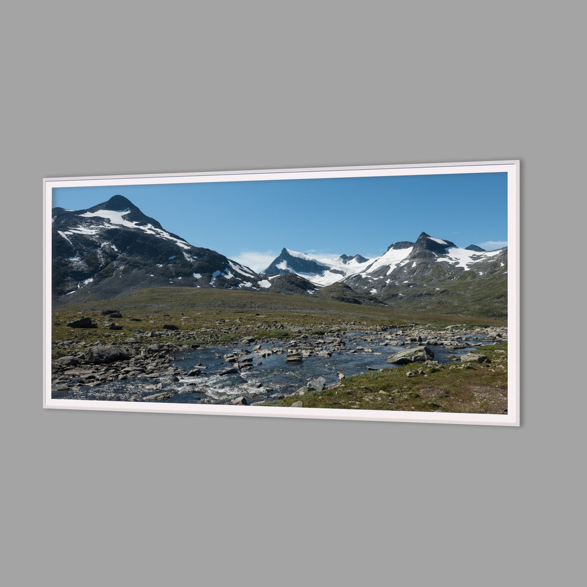 LED-Wandbild 60x120 cm quer – Berge & Fjorde
