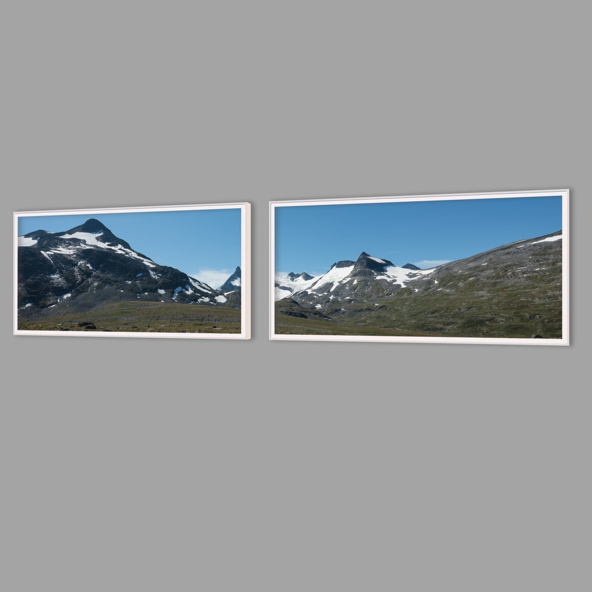LED-Wandbild Zweiteiler quer mit Abstand – Berge & Fjorde