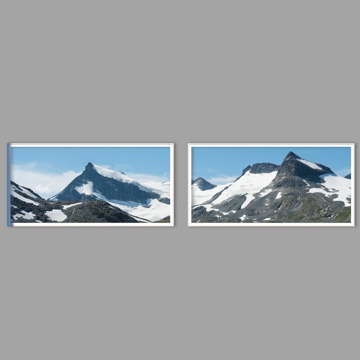 LED-Wandbild Zweiteiler quer mit Abstand – Berge & Fjorde
