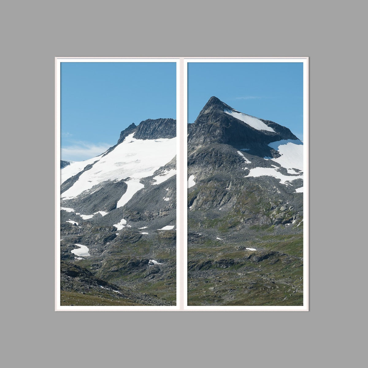 LED-Wandbild Zweiteiler hochkant 120x120 cm – Berge & Fjorde