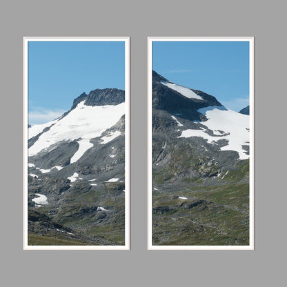 LED-Wandbild Zweiteiler hochkant mit Abstand – Berge & Fjorde