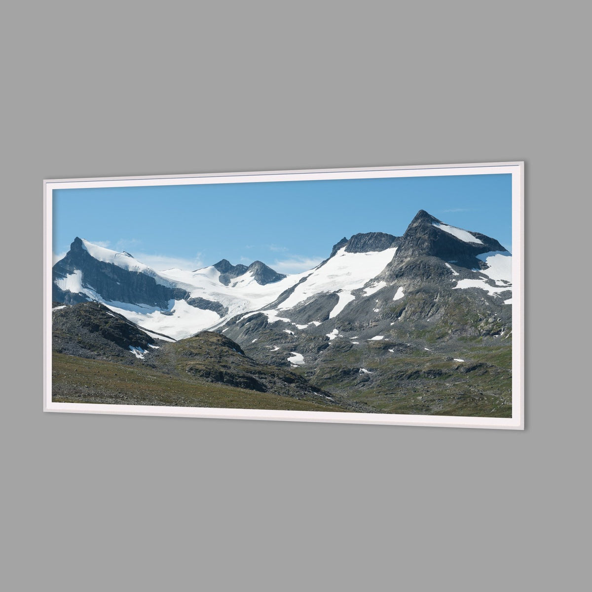 LED-Wandbild 60x120 cm quer – Berge & Fjorde