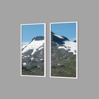 LED-Wandbild Zweiteiler hochkant mit Abstand – Berge & Fjorde