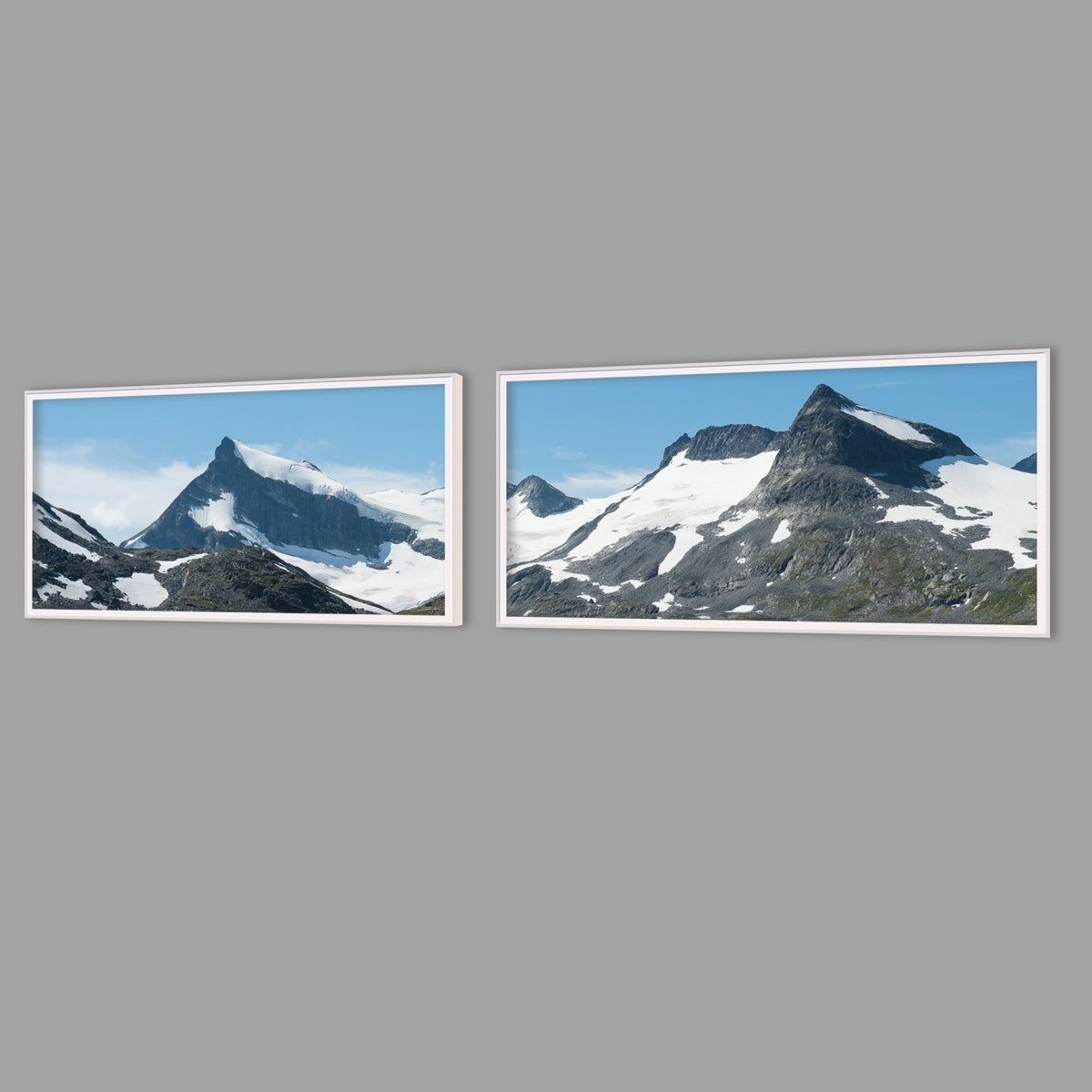 LED-Wandbild Zweiteiler quer mit Abstand – Berge & Fjorde