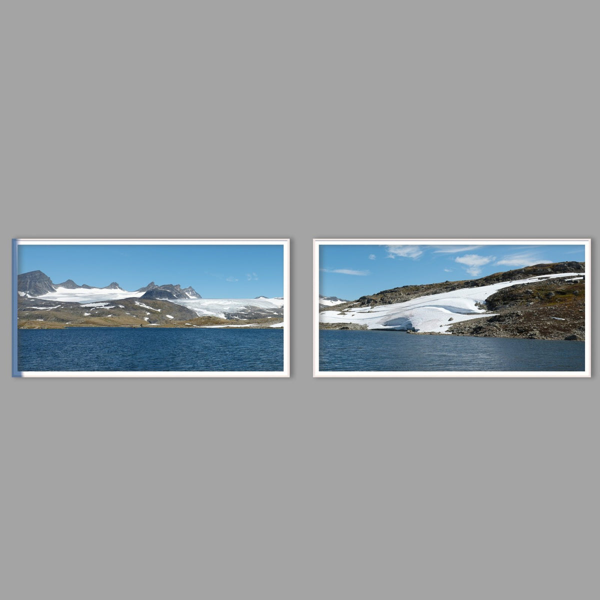 LED-Wandbild Zweiteiler quer mit Abstand – Berge & Fjorde
