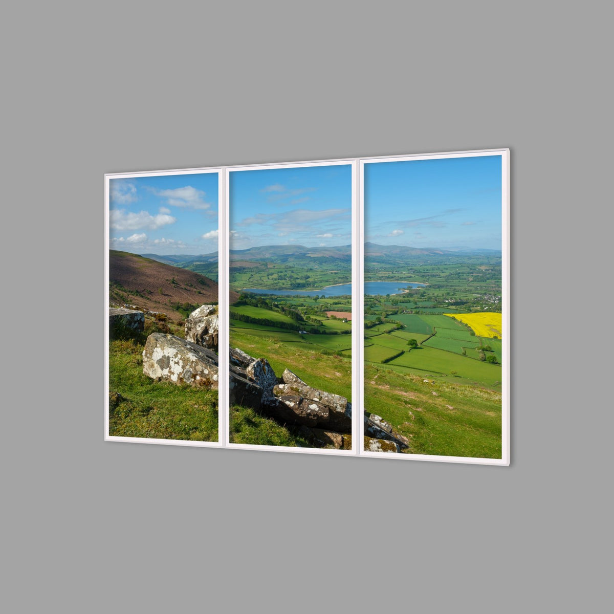 LED-Wandbild Dreiteiler hochkant 180x120 cm – Berge & Fjorde