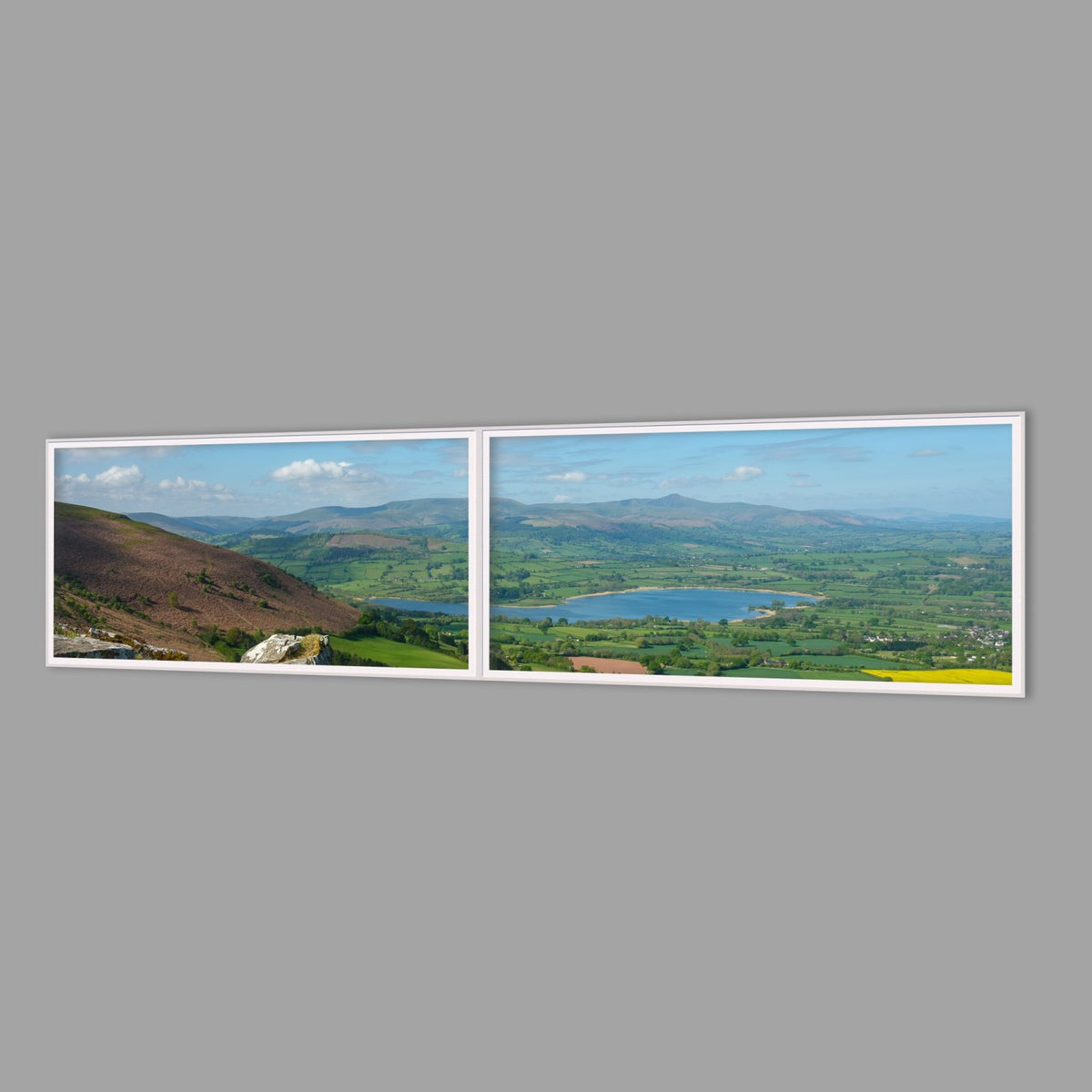 LED-Wandbild Zweiteiler quer 240x60 cm – Berge & Fjorde