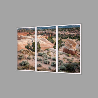 LED-Wandbild Dreiteiler hochkant 180x120 cm – Berge & Fjorde
