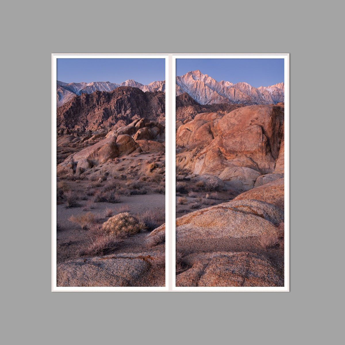 LED-Wandbild Zweiteiler hochkant 120x120 cm – Berge & Fjorde