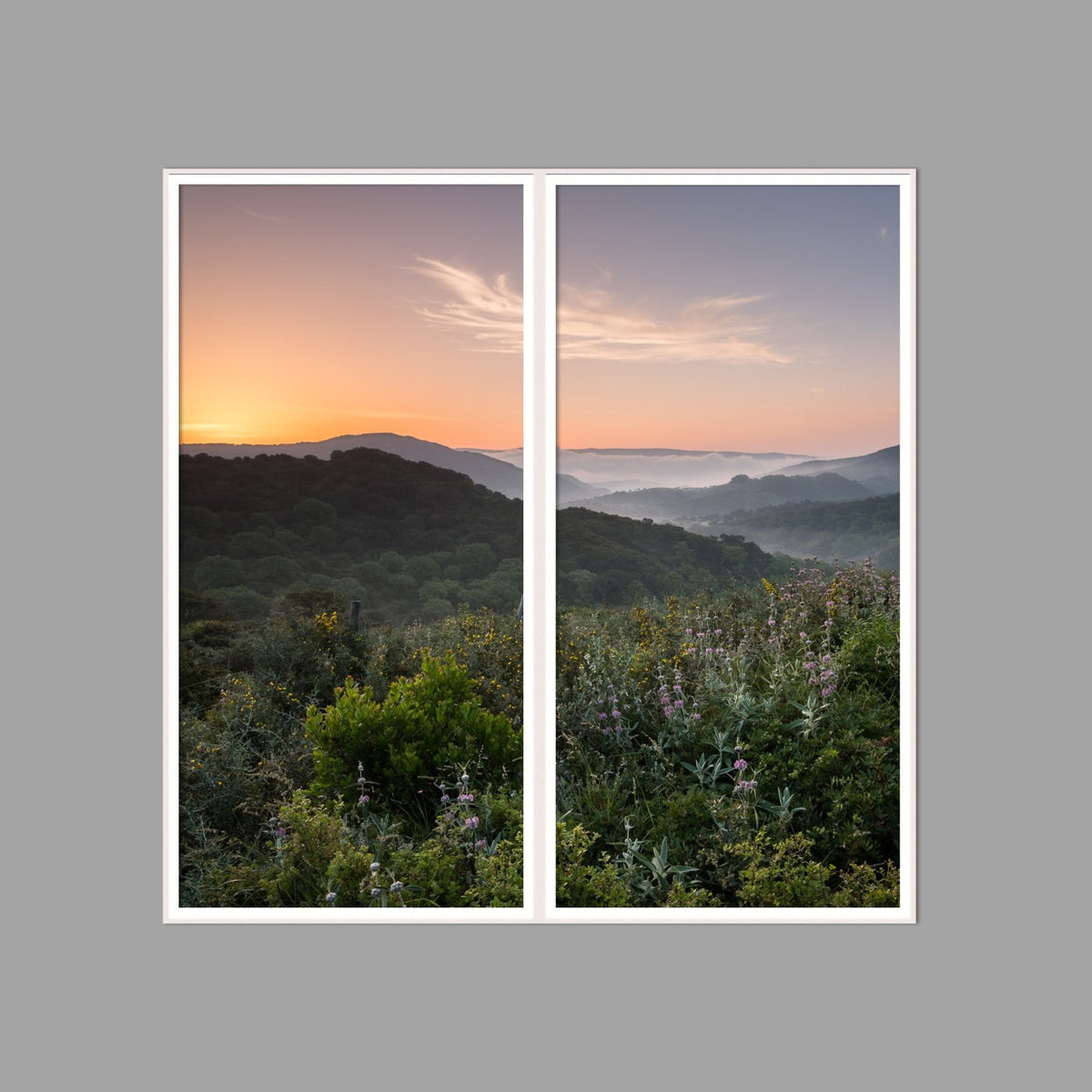 LED-Wandbild Zweiteiler hochkant 120x120 cm – Berge & Fjorde