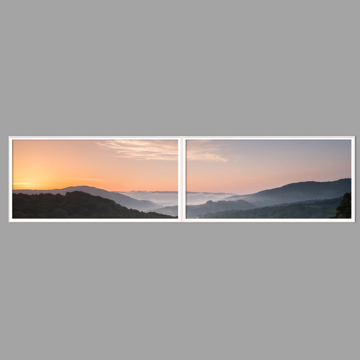 LED-Wandbild Zweiteiler quer 240x60 cm – Berge & Fjorde