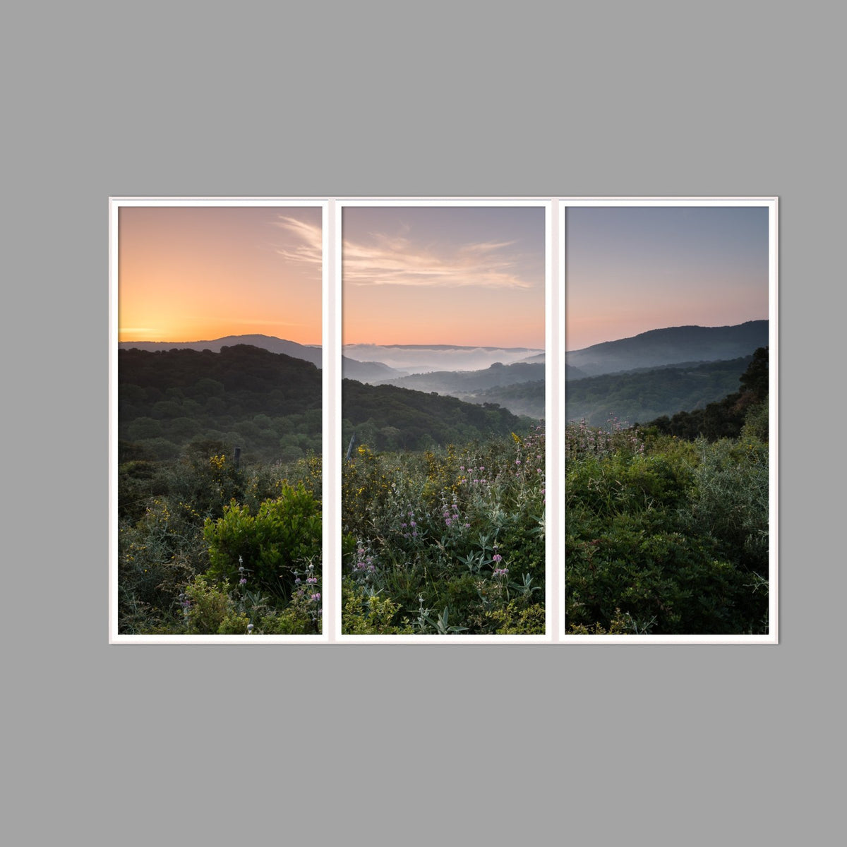 LED-Wandbild Dreiteiler hochkant 180x120 cm – Berge & Fjorde