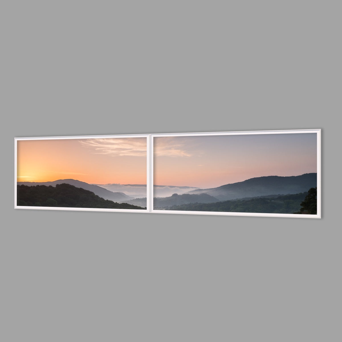 LED-Wandbild Zweiteiler quer 240x60 cm – Berge & Fjorde