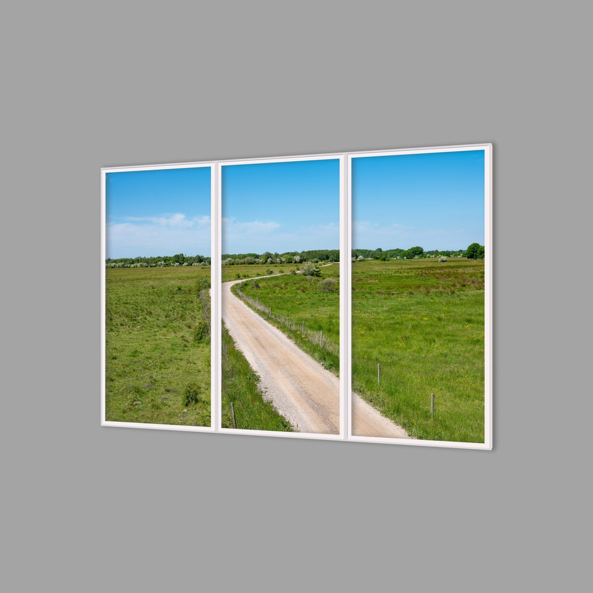LED-Wandbild Dreiteiler hochkant 180x120 cm – Felder & Wiesen