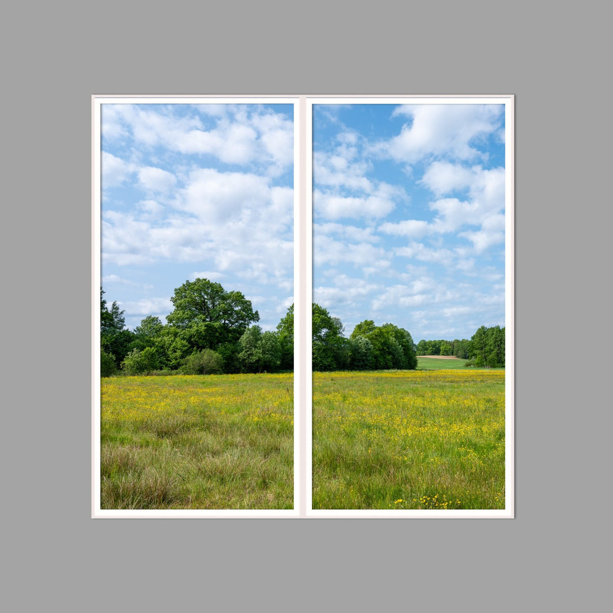LED-Wandbild Zweiteiler hochkant 120x120 cm – Felder & Wiesen