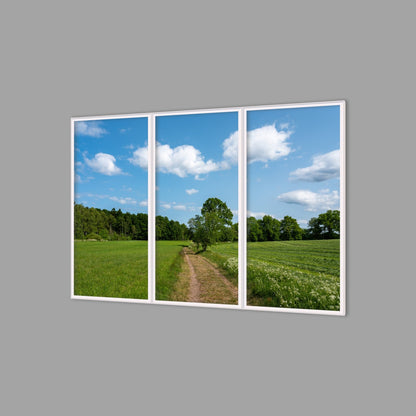 LED-Wandbild Dreiteiler hochkant 180x120 cm – Felder & Wiesen