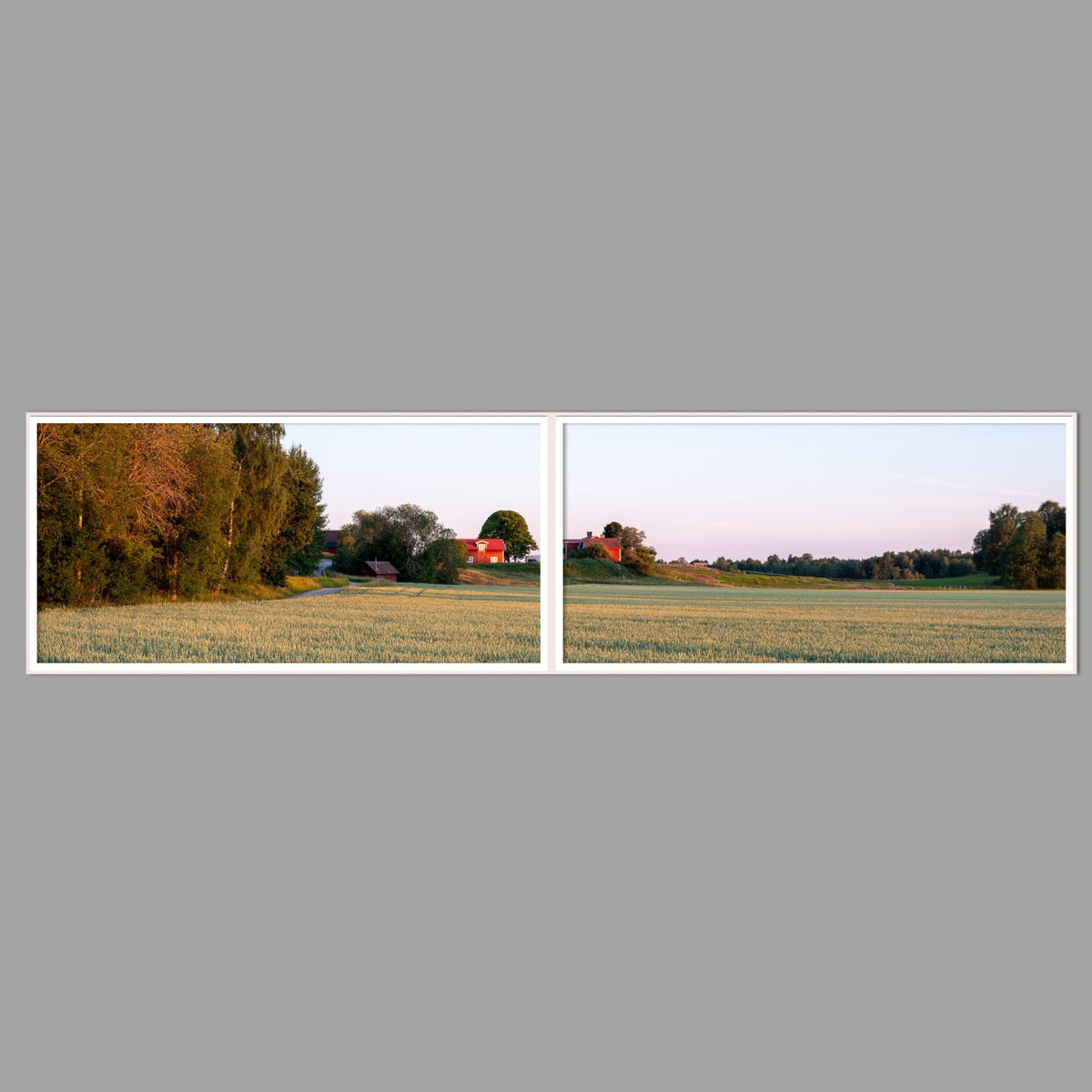LED-Wandbild Zweiteiler quer 240x60 cm – Felder & Wiesen