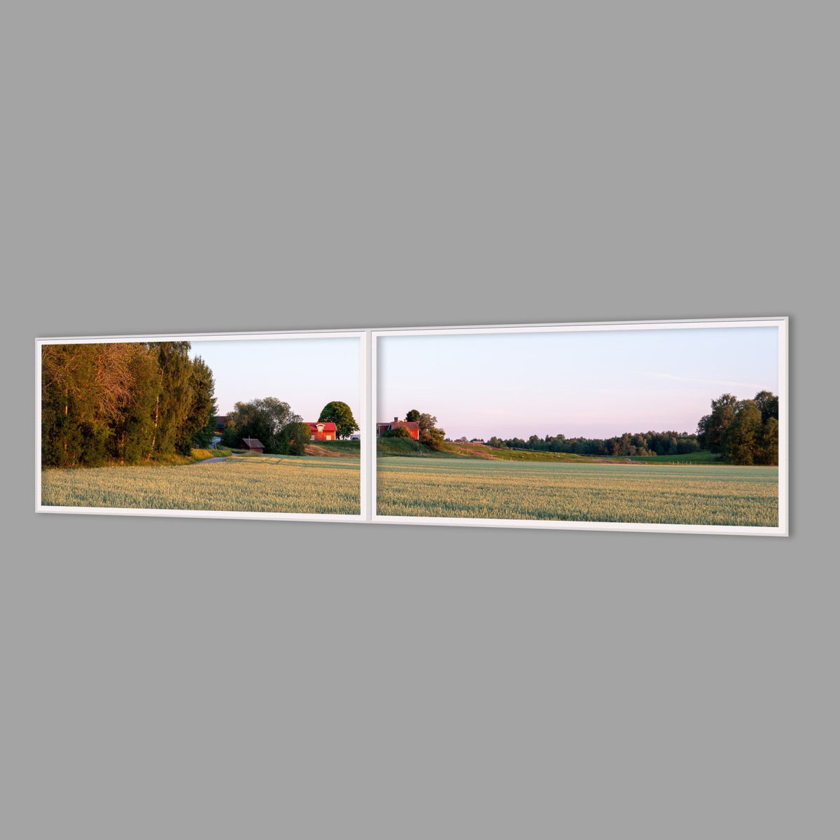 LED-Wandbild Zweiteiler quer 240x60 cm – Felder & Wiesen