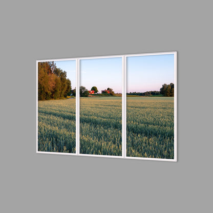 LED-Wandbild Dreiteiler hochkant 180x120 cm – Felder & Wiesen