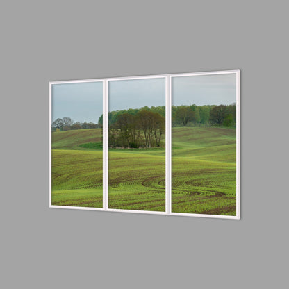 LED-Wandbild Dreiteiler hochkant 180x120 cm – Felder & Wiesen