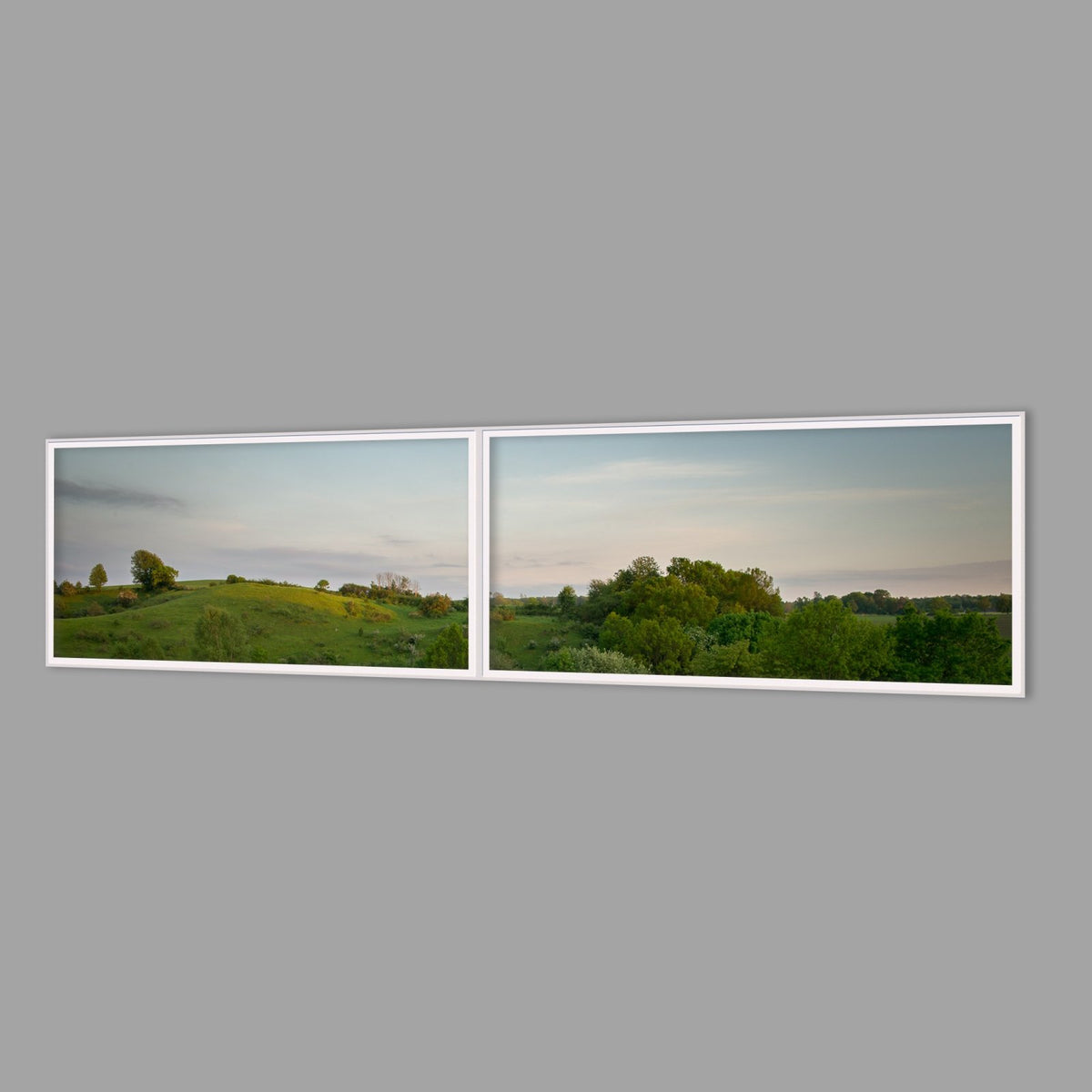 LED-Wandbild Zweiteiler quer 240x60 cm – Felder & Wiesen