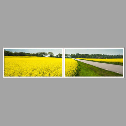 LED-Wandbild Zweiteiler quer 240x60 cm – Felder & Wiesen