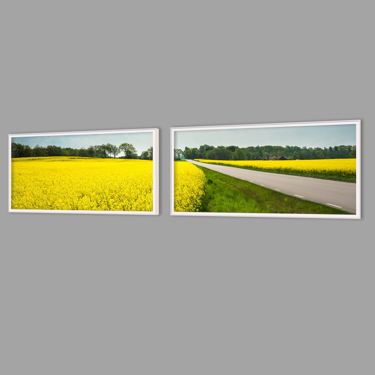 LED-Wandbild Zweiteiler quer mit Abstand – Felder & Wiesen