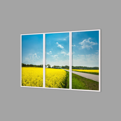 LED-Wandbild Dreiteiler hochkant 180x120 cm – Felder & Wiesen