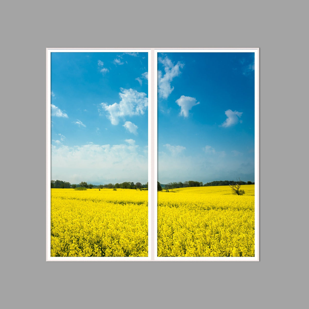 LED-Wandbild Zweiteiler hochkant 120x120 cm – Felder & Wiesen
