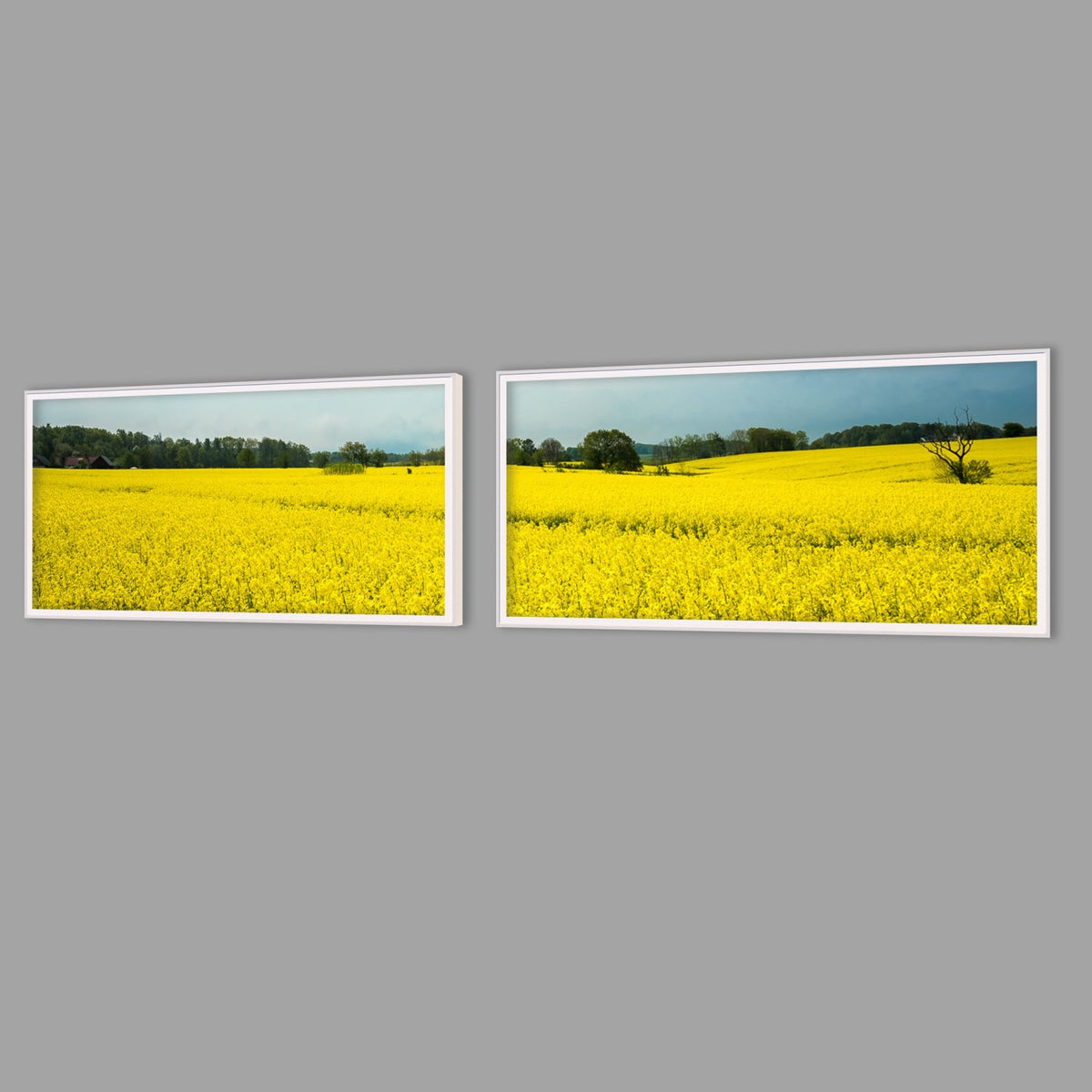 LED-Wandbild Zweiteiler quer mit Abstand – Felder & Wiesen