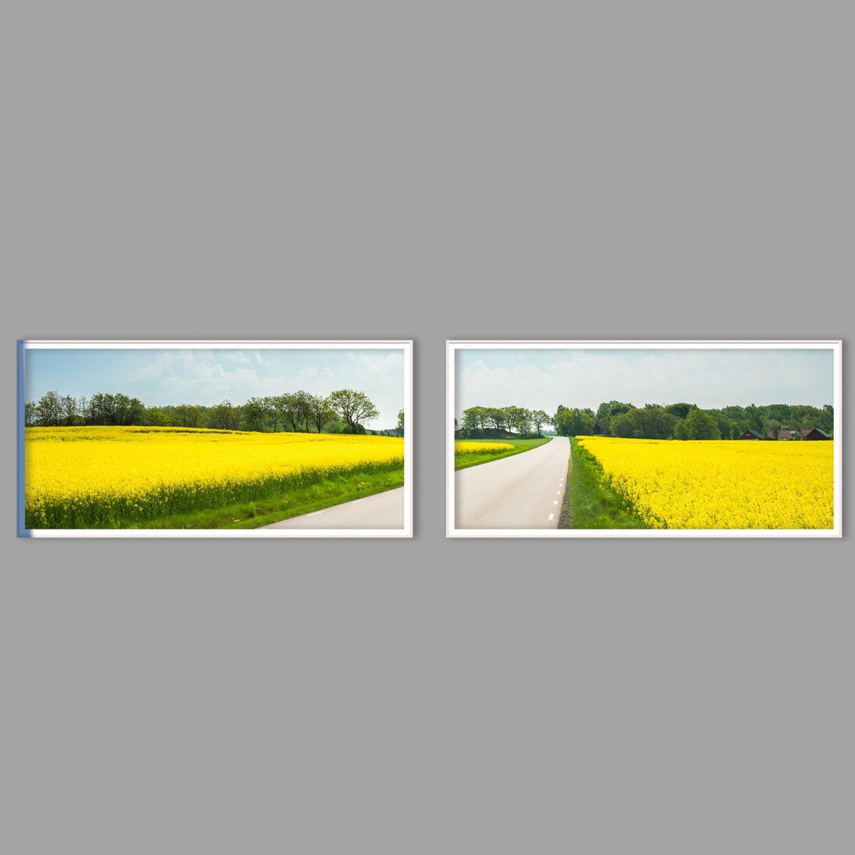 LED-Wandbild Zweiteiler quer mit Abstand – Felder & Wiesen