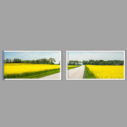 LED-Wandbild Zweiteiler quer mit Abstand – Felder & Wiesen