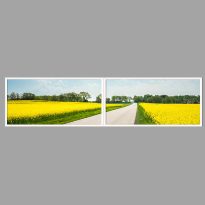 LED-Wandbild Zweiteiler quer 240x60 cm – Felder & Wiesen