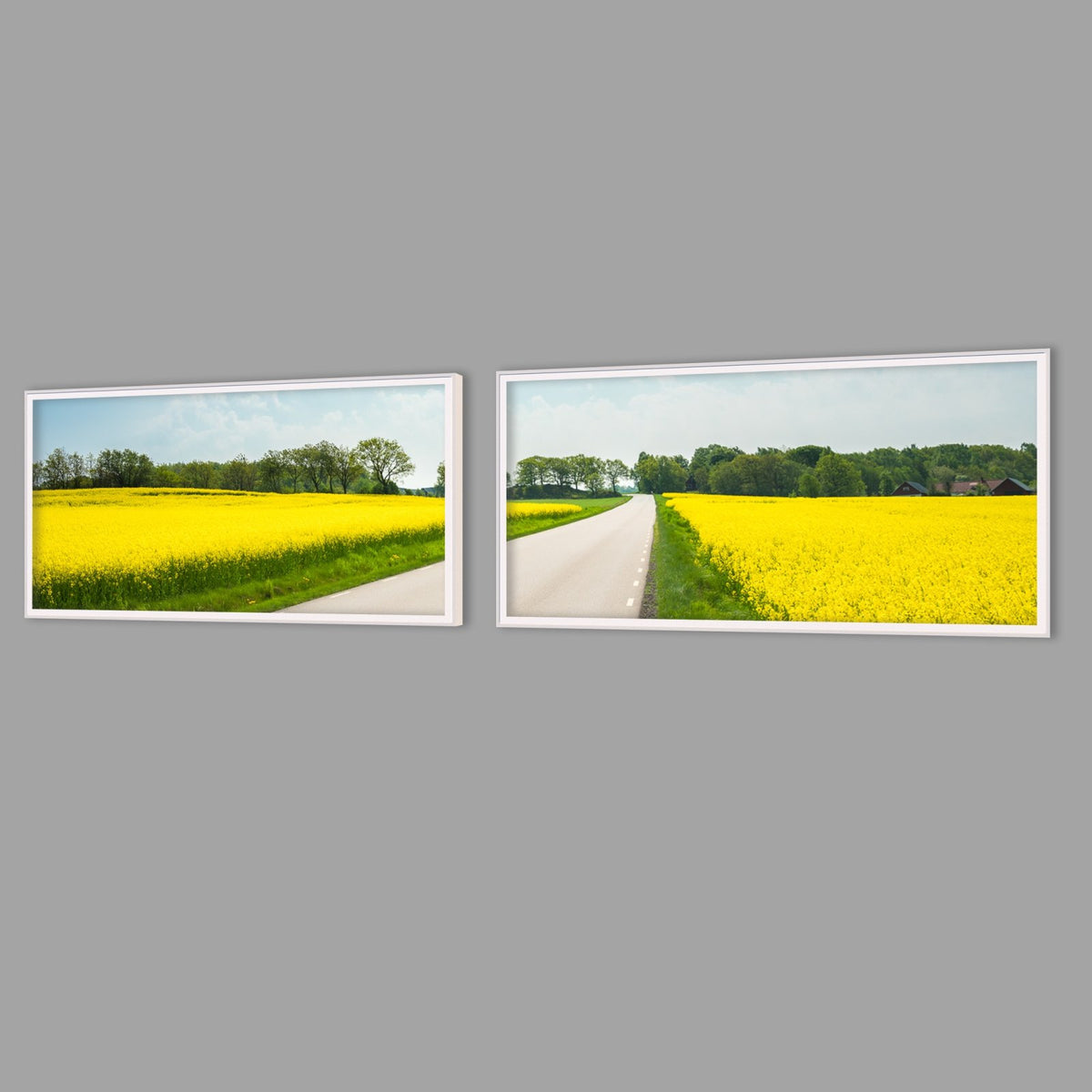 LED-Wandbild Zweiteiler quer mit Abstand – Felder & Wiesen
