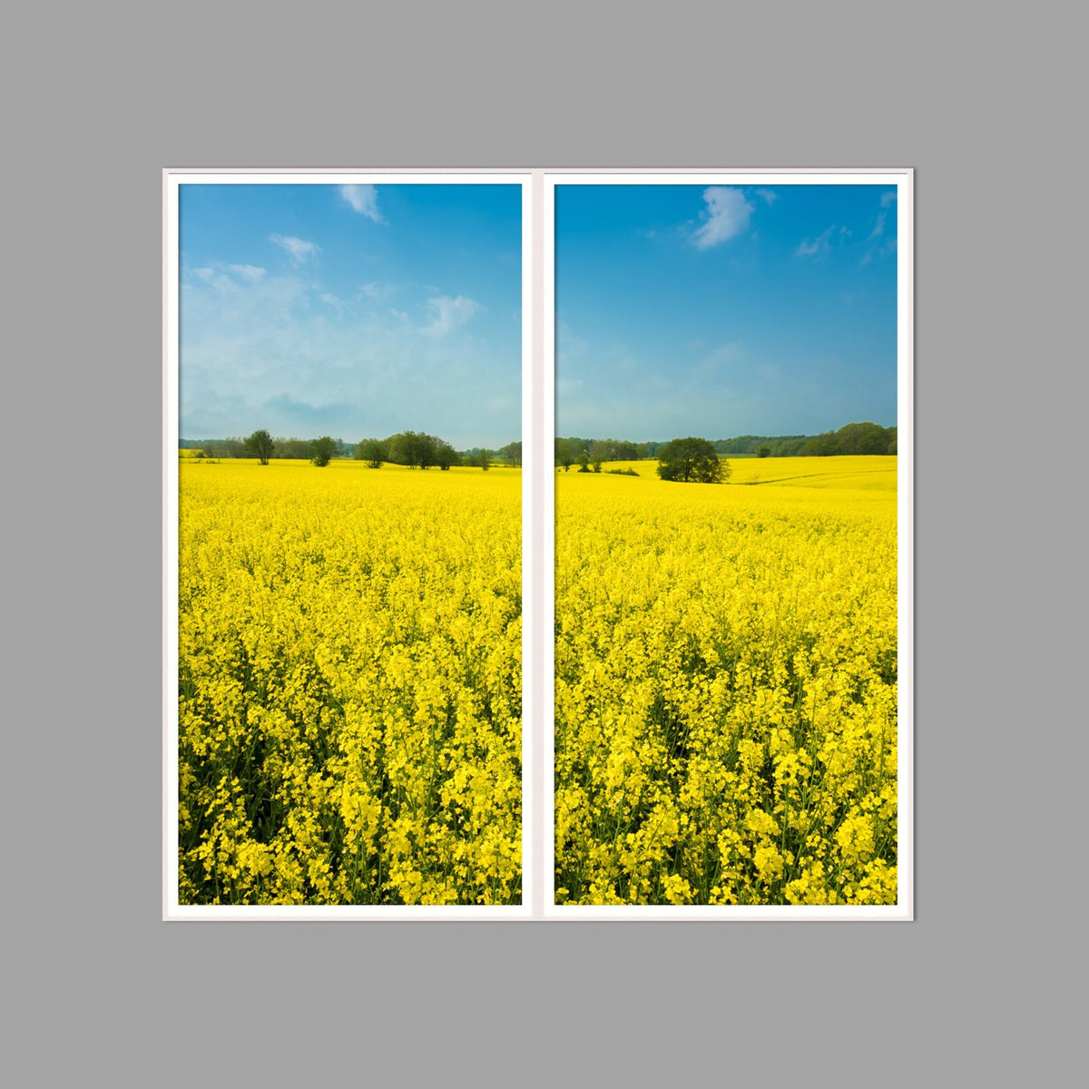LED-Wandbild Zweiteiler hochkant 120x120 cm – Felder & Wiesen