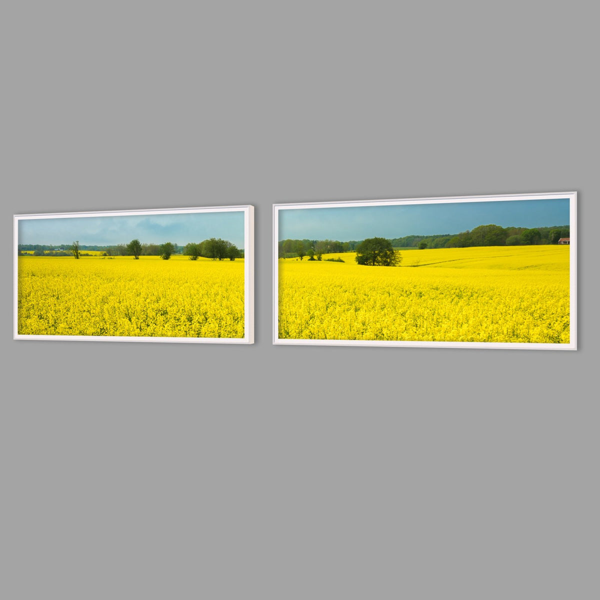 LED-Wandbild Zweiteiler quer mit Abstand – Felder & Wiesen