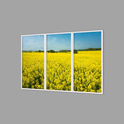 LED-Wandbild Dreiteiler hochkant 180x120 cm – Felder & Wiesen