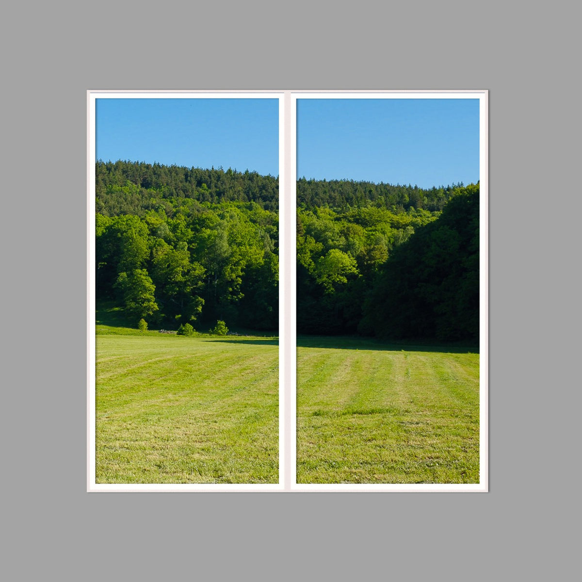 LED-Wandbild Zweiteiler hochkant 120x120 cm – Felder & Wiesen